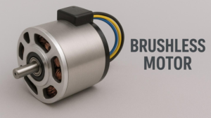 Precision electric motors BLDC unit showing rotor and windings in a clean studio view