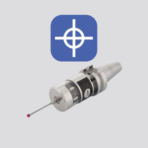 CNC touch probe used for precision surface detection and tool measurement in modern CNC machines, shown with Radonix logo.