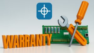 Radonix warranty image showing company logo, a CNC controller board, and repair tools representing hardware protection.