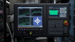 How a CNC Controller Works shown on industrial control panel with real-time axis graphs and motion monitoring display.