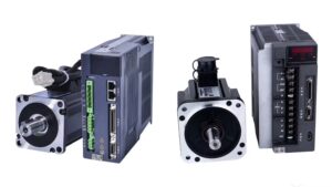 Servo Motor in CNC system with matching servo drive amplifier for closed-loop motion control integration