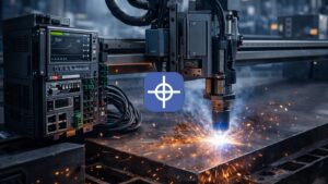 plasma cnc controller managing high speed metal cutting with torch height control in industrial environment