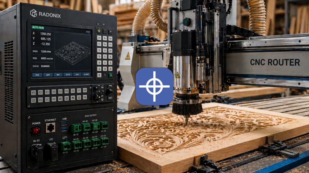 woodworking cnc controller by radonix controlling cnc router carving wood with high precision in workshop