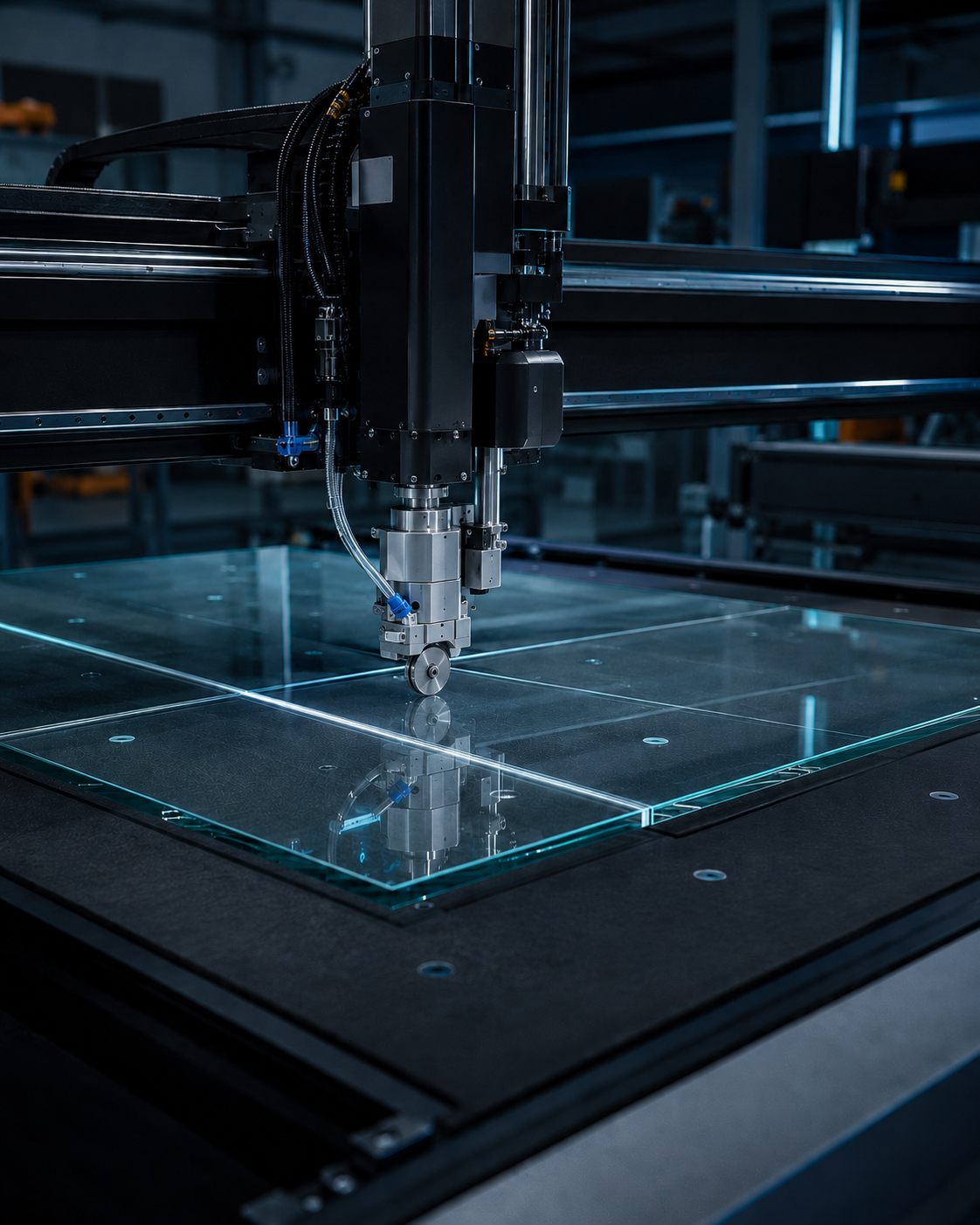 Radonix flat-glass CNC cutting machine with tangential scoring head