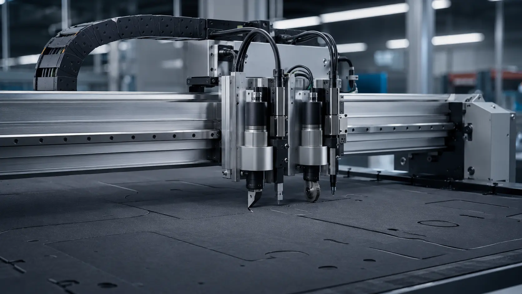 Radonix knife cutting control interface and flexible material cutting machine
